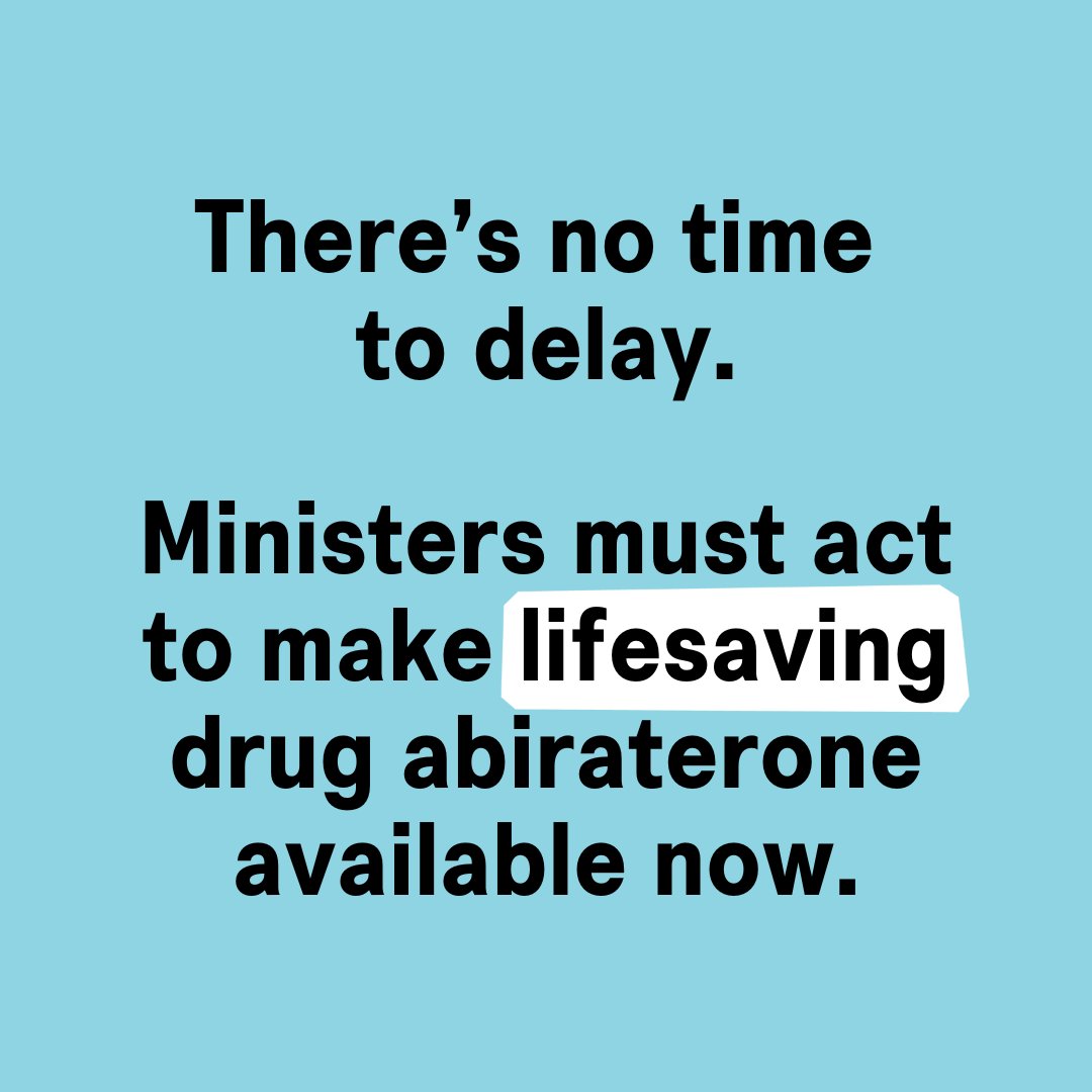 Abiraterone has been shown to reduce the rate of #ProstateCancer progression and can prevent hundreds of avoidable deaths every year.

Yet in England and Northern Ireland, the drug is still not available to men whose lives could be saved.

➡️ Read more: bit.ly/3Y3wCg3