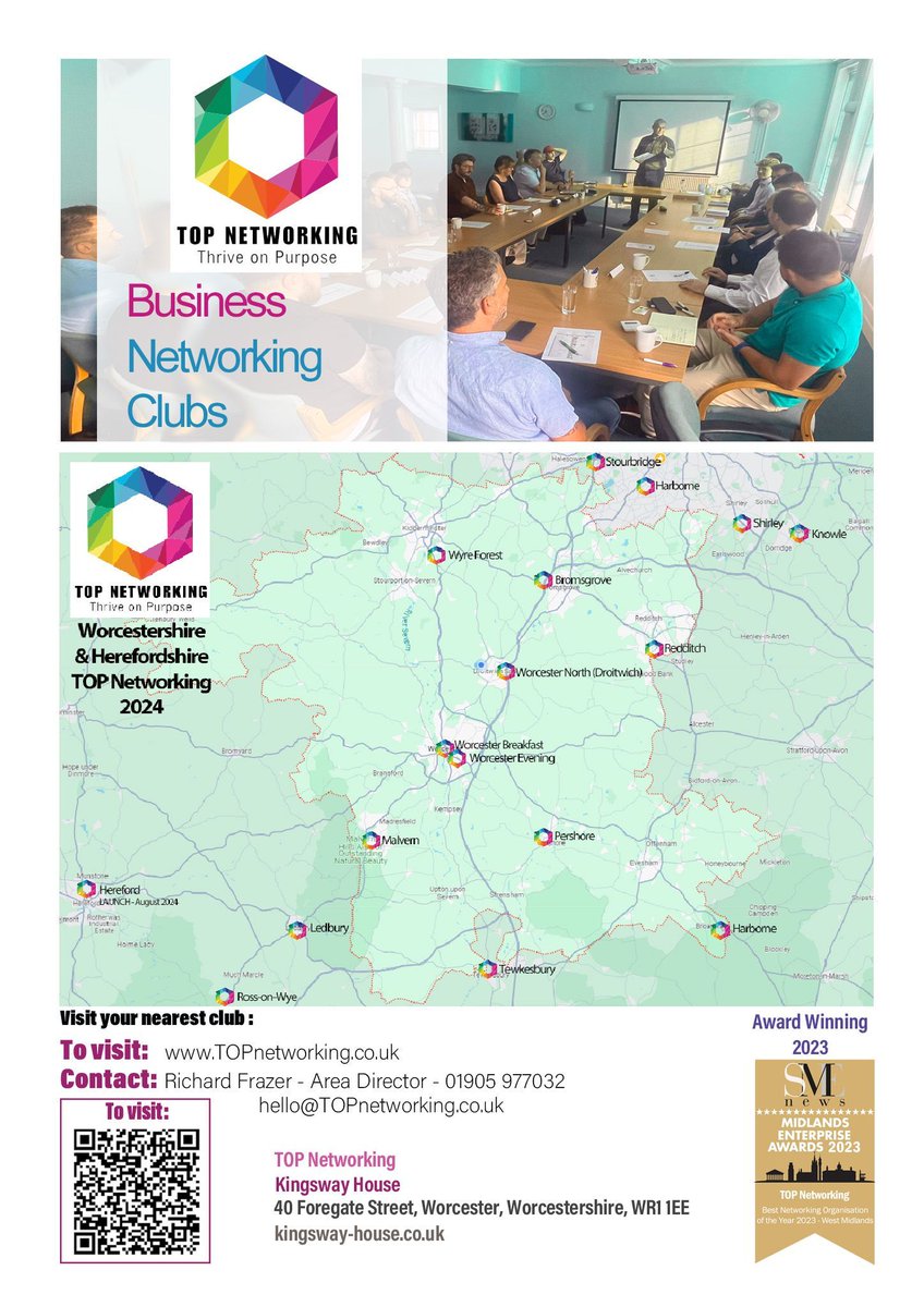 TOP Networking is all over the Midlands!
Looking to grow your business and connect with like-minded owners? Find your local club and become part of a thriving business community.
Discover your nearest club: topnetworking.co.uk 

#TOPclubs #TOPnetworking #WorcestershireHour