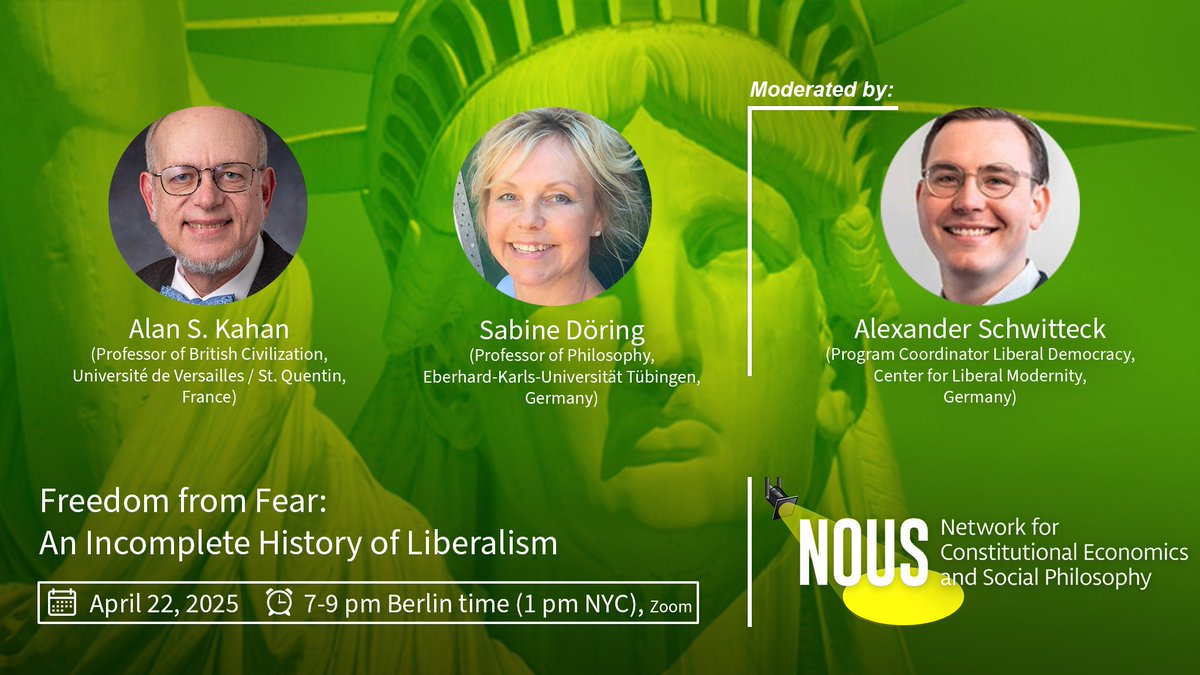 NOUS Network (@nous_network) on Twitter photo 🚨NOUS Spotlight Wide Beam event today: at 19-21h CET today, April 22, we will discuss Alan S. Kahan's book "Freedom from Fear" with the author and <a href="/sabinedoering/">Sabine Döring</a>. Join us via Zoom us02web.zoom.us/j/89617509361 or in our Facebook livestream.
press.princeton.edu/books/hardcove… 🚨NOUS Spotlight Wide Beam event today: at 19-21h CET today, April 22, we will discuss Alan S. Kahan's book "Freedom from Fear" with the author and <a href="/sabinedoering/">Sabine Döring</a>. Join us via Zoom us02web.zoom.us/j/89617509361 or in our Facebook livestream.
press.princeton.edu/books/hardcove…