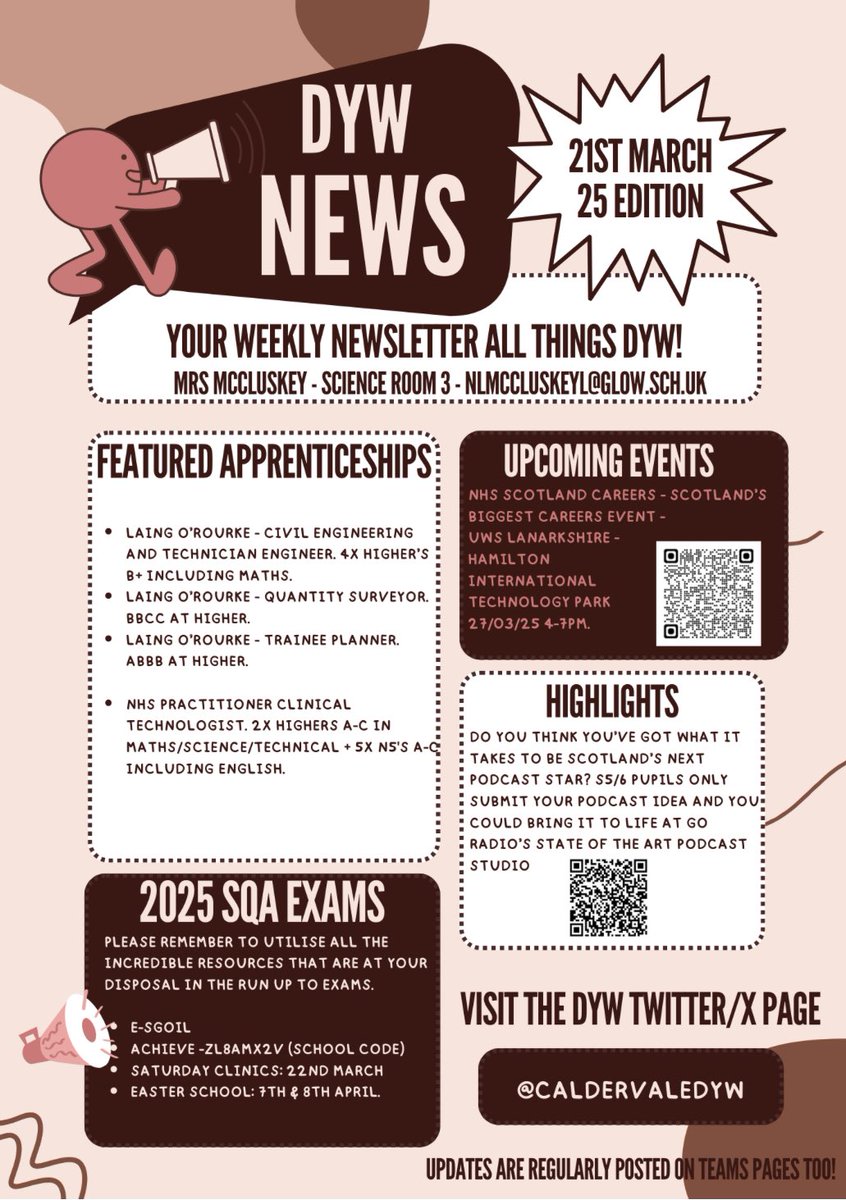 CaldervaleDYW (@caldervaledyw) on Twitter photo Happy Friday 🥳🙌🏻
Attached is this weeks DYW newsletter with lots of <a href="/Laing_ORourke/">Laing O'Rourke</a> opportunities in the local community!
<a href="/CaldervaleHigh/">Caldervale High</a>
<a href="/CVPupilSupport/">Caldervale Pupil Support</a>
<a href="/DYWLED/">DYW Lanarkshire & East Dunbartonshire</a> Happy Friday 🥳🙌🏻
Attached is this weeks DYW newsletter with lots of <a href="/Laing_ORourke/">Laing O'Rourke</a> opportunities in the local community!
<a href="/CaldervaleHigh/">Caldervale High</a>
<a href="/CVPupilSupport/">Caldervale Pupil Support</a>
<a href="/DYWLED/">DYW Lanarkshire & East Dunbartonshire</a>