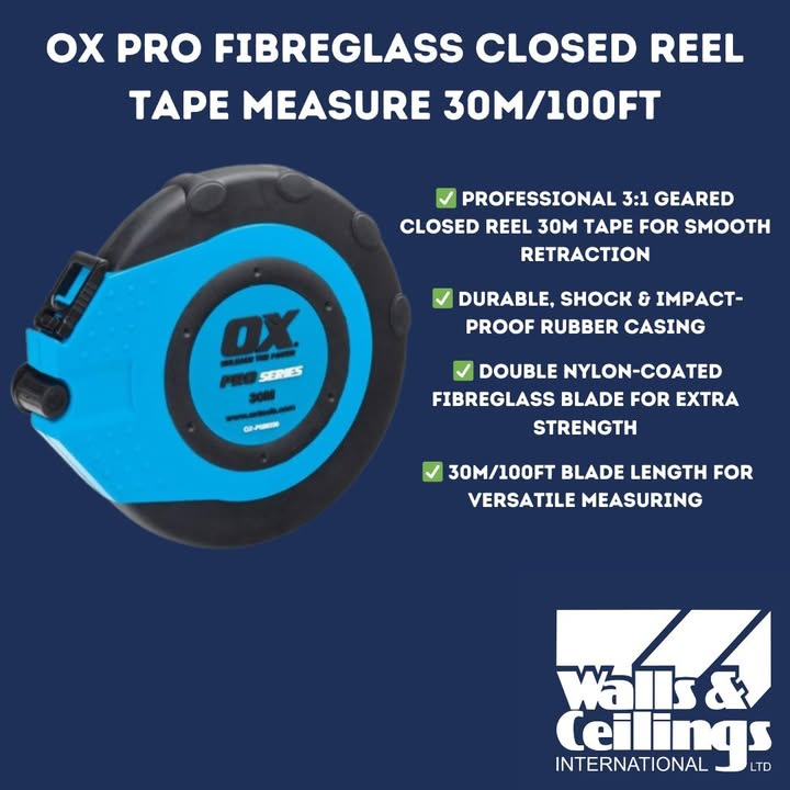 WAClimited's tweet image. The OX Pro 30M/100FT Closed Reel Tape Measure is built for durability and precision! 💪📏

Shop here: ow.ly/77xq50VgeP5

#OXPro #MeasuringTape #PrecisionTools #UKToolSupplier