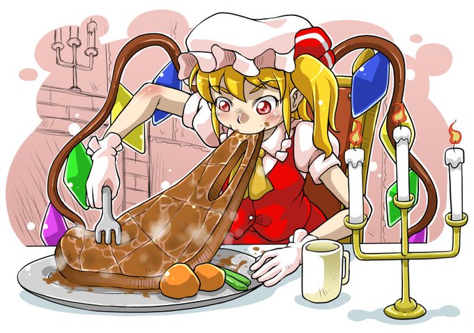 過去に描いた東方のフランちゃん詰め合わせです。食に貪欲そうなイメージがあったので、描いた8割くらいは焼き肉関連の内容でした。 