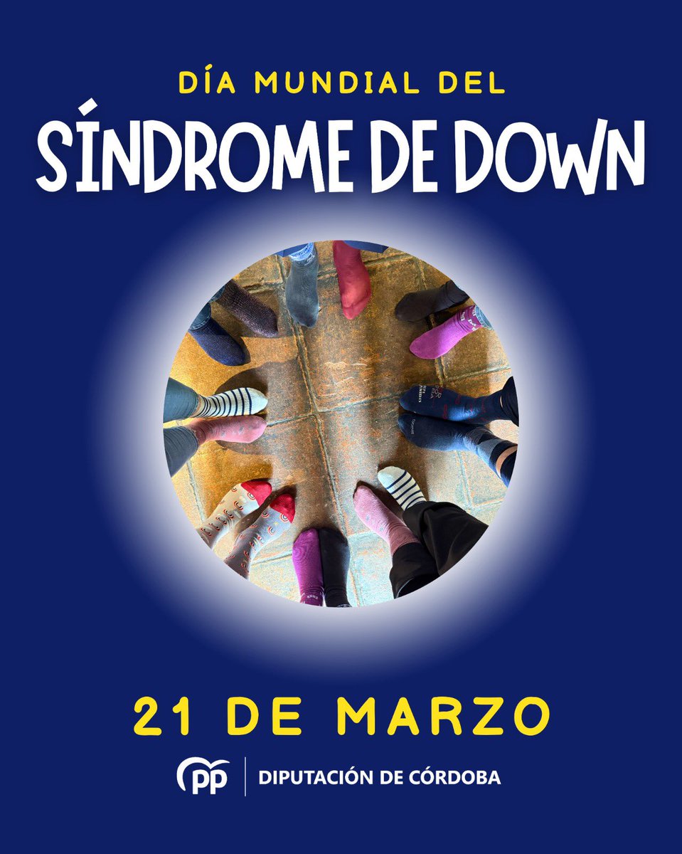 🧦💙 Hoy es el Día Mundial del Síndrome de Down 💛🧦

Desde el PP en la Diputación de Córdoba, seguimos trabajando por una sociedad más inclusiva. Nuestros diputados se suman a la causa con calcetines desparejados como símbolo de diversidad y respeto.

#DíaMundialSíndromeDeDown