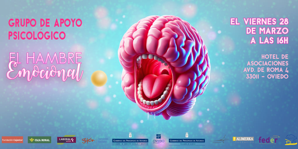 Buenos días,

El viernes 28 de marzo de 16:00h  a 18:00h tendrá lugar el Grupo de Apoyo Psicológico "El Hambre Emocional"
Grupo de Apoyo Psicológico, el primer paso para empezar a mejorar, no te lo pierdas.