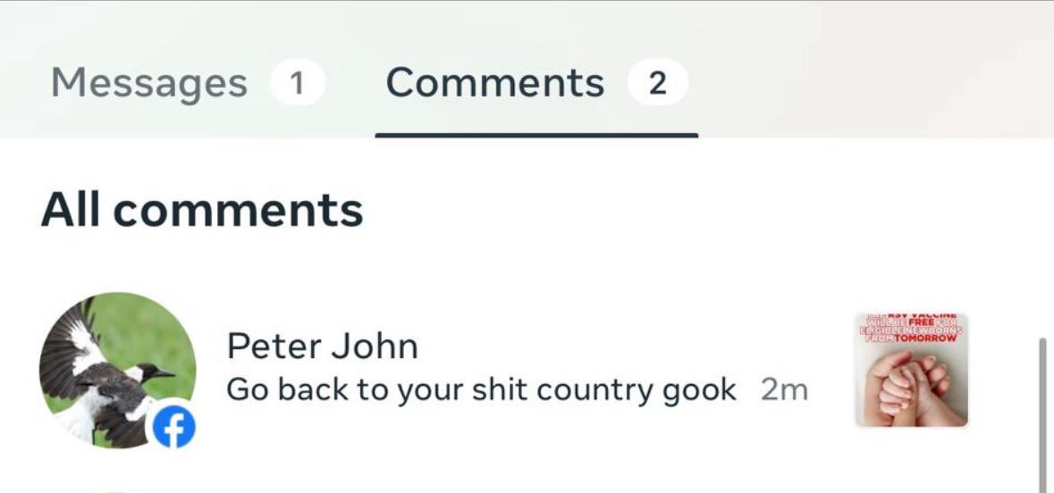 Today is harmony day. And still we get comments like this. To anyone who has experienced or seen this kind of racism, remember -  call it out! Let’s stand up for each other and make people like this the exception and never again the norm ❌
#harmonyday #SayNoToRacism