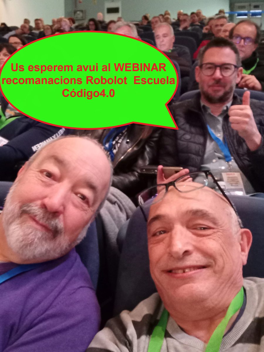 ToniMorenoRey's tweet photo. Webinar RECOMANACIONS #Escuela_Codigo4.0 per a que et preparis per a les formacions @ROBOLOT 25/26
🗓️DIV21 Març 🕓 16:00h
📺https://t.co/eEnIJcAtoJ
Amb:
@JuanjoLopezIbi @ToniHortal #EduCasavevall Cristina Blaya @cblagon #Alan_Torrents #FedeCoca #FernandoHernadez @ToniMorenoRey... https://t.co/I84lWj31I3