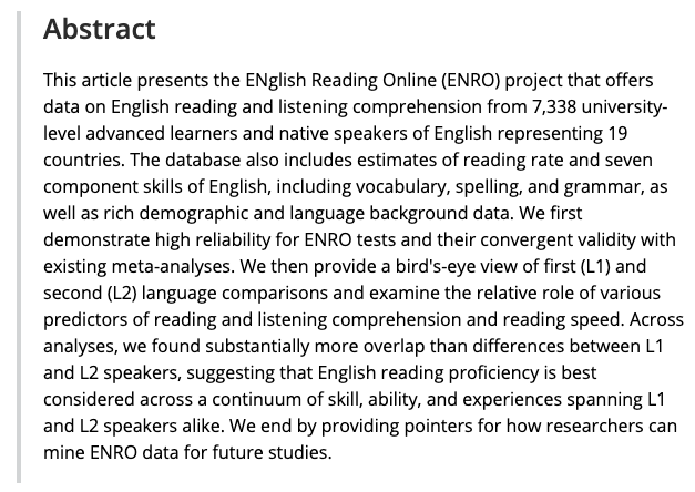 Akira Murakami (@mrkm_a) on Twitter photo Congratulations to the 55 authors of the article that won the Outstanding Article of the Year award in Language Learning (<a href="/_LangLearning/">Language Learning</a>)!
onlinelibrary.wiley.com/journal/page/1…
Paper: doi.org/10.1111/lang.1… Congratulations to the 55 authors of the article that won the Outstanding Article of the Year award in Language Learning (<a href="/_LangLearning/">Language Learning</a>)!
onlinelibrary.wiley.com/journal/page/1…
Paper: doi.org/10.1111/lang.1…