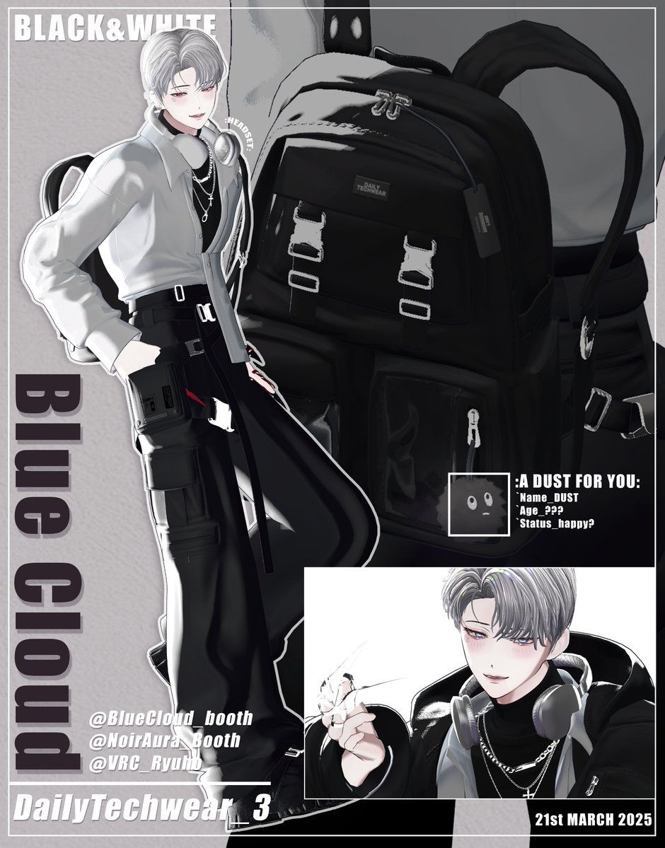 wiguana_uou's tweet photo. #BLUECLOUD_BOOTH #RH_BOOTH #NoirAura #PR
이번 bluecloud샵의 Daily Techwear 콜라보 의상을 지원받아 썸네일 촬영하게 되었습니다 ! 🥳🥳
구성이 알짜배기라 의상 하나만 입혀도 좋느를 줍니다bb
미나세 외에도 코마노, 쿠우타 등 남성 아바타들 대응 되어있으니 많관부😚 https://t.co/Dvh9KJFEVd