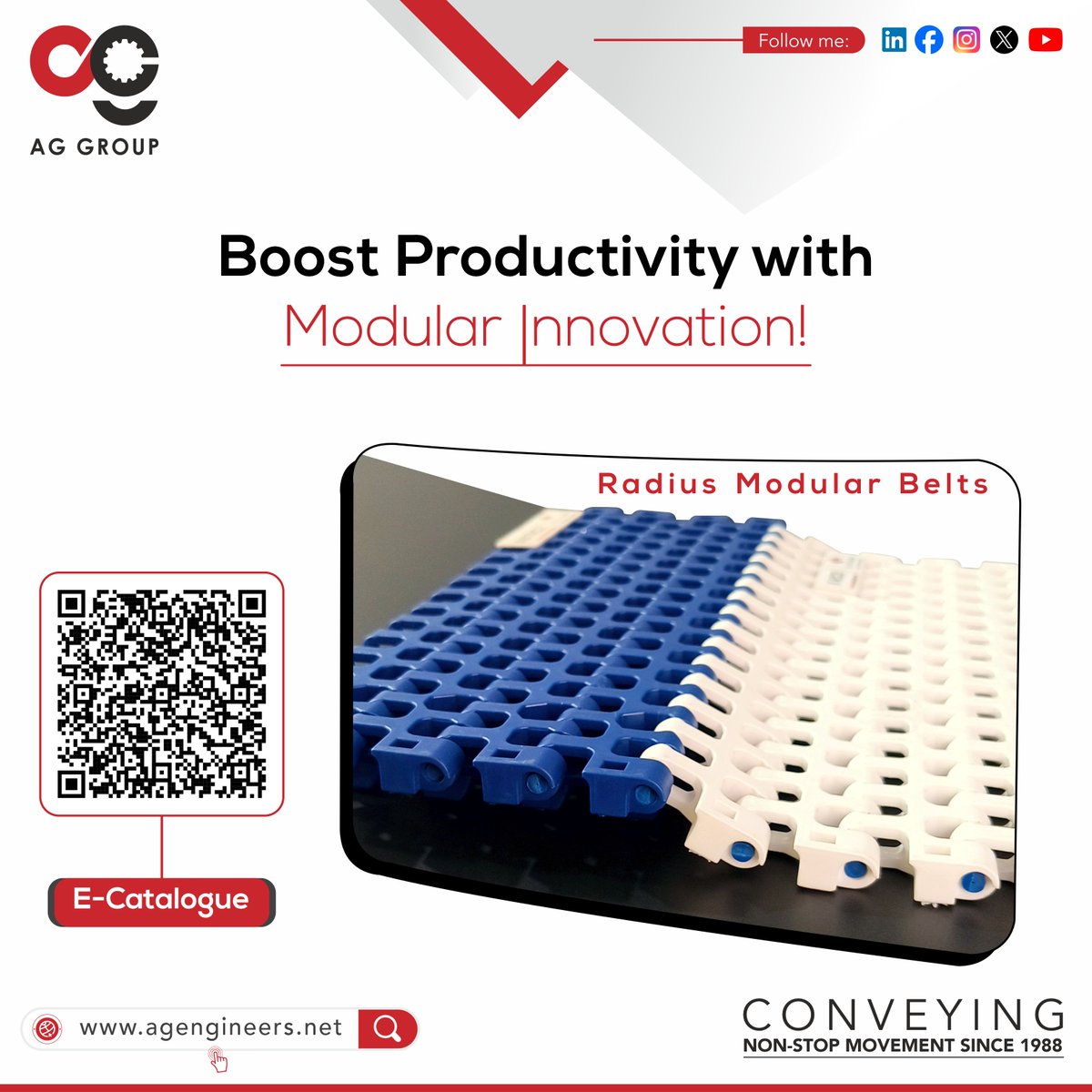 AGGroup542745's tweet image. Radius Modular Belts, Boost Productivity with Modular Innovation! For more info visit our youtube video: youtu.be/rrYcIy7Zijk?si…

#aggroup #modularbelts #radiusmodularbelts