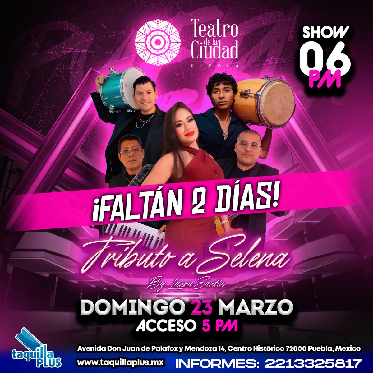 🌹💜 Puebla faltan solo 2 días! 
#TributoASelena en el teatro de la ciudad de Puebla. 6 pm boletos en <a href="/taquillaplus/">taquillaplus</a>