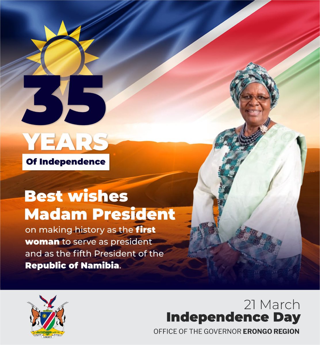 A Historic Milestone for Namibia!

As Namibia celebrates 35 years of independence, we extend our heartfelt congratulations to Madam President on making history as the first woman to lead our great nation. Your leadership marks a new chapter in our journey of progress and unity.