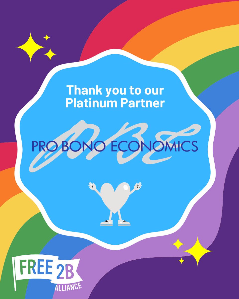 We’re thrilled to welcome <a href="/ProBonoEcon/">PBE</a> as a Platinum Partner! 🌟💜

Since 2023, PBE has helped us measure the impact of our work in economic terms—strengthening our case to funders &amp; policymakers.

💜 Want to partner with us? Email leo@free2b.lgbt to learn more!

#LGBTQ