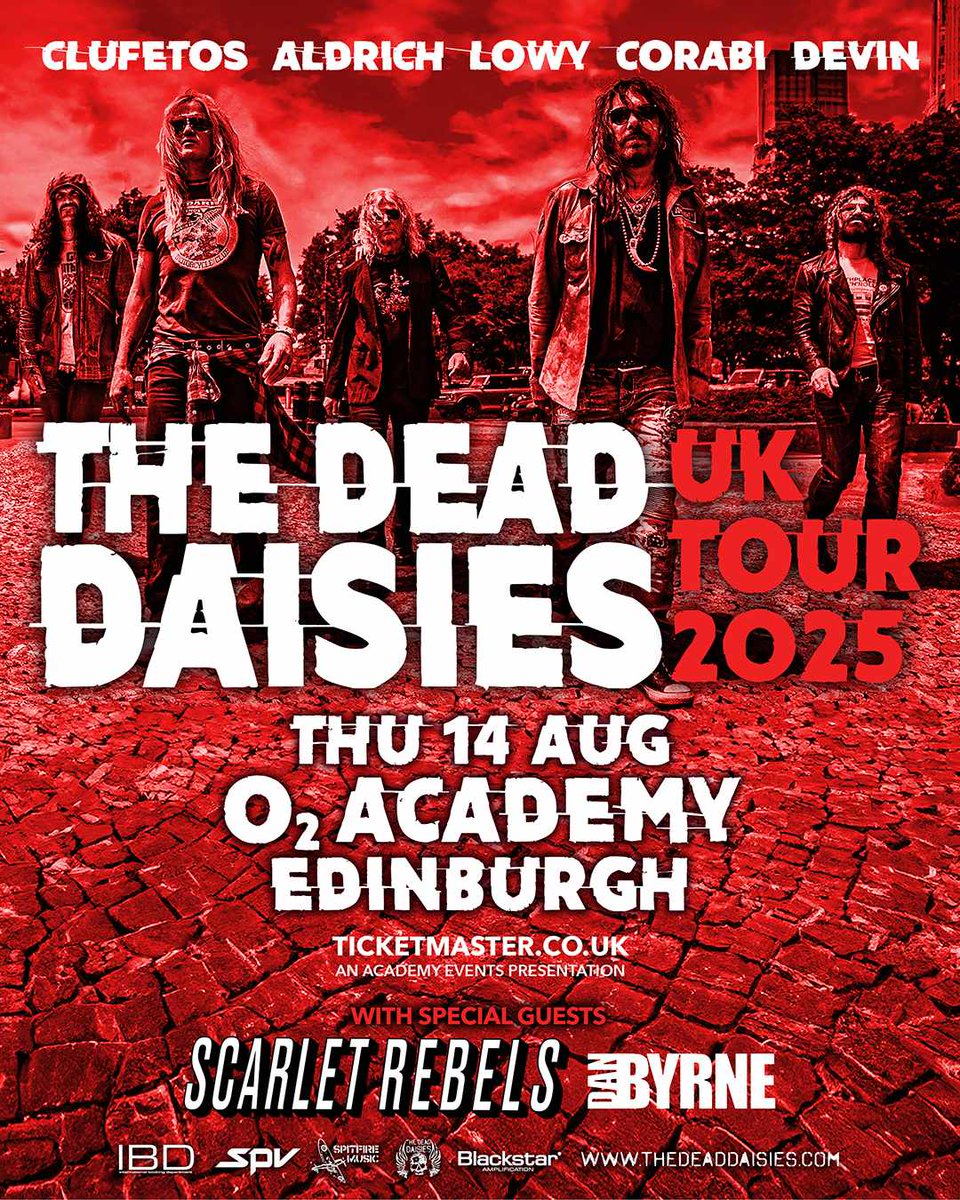 Powerhouse hard rock band <a href="/TheDeadDaisies/">The Dead Daisies</a> are celebrated for their soulful, blues-infused sound and dazzling performances. See them take to the stage in Edinburgh Thurs 14 Aug with support from @scarletrebels and <a href="/danbyrne_/">Dan Byrne</a> 

Tickets on sale NOW-amg-venues.com/wTUk50VlkYW..