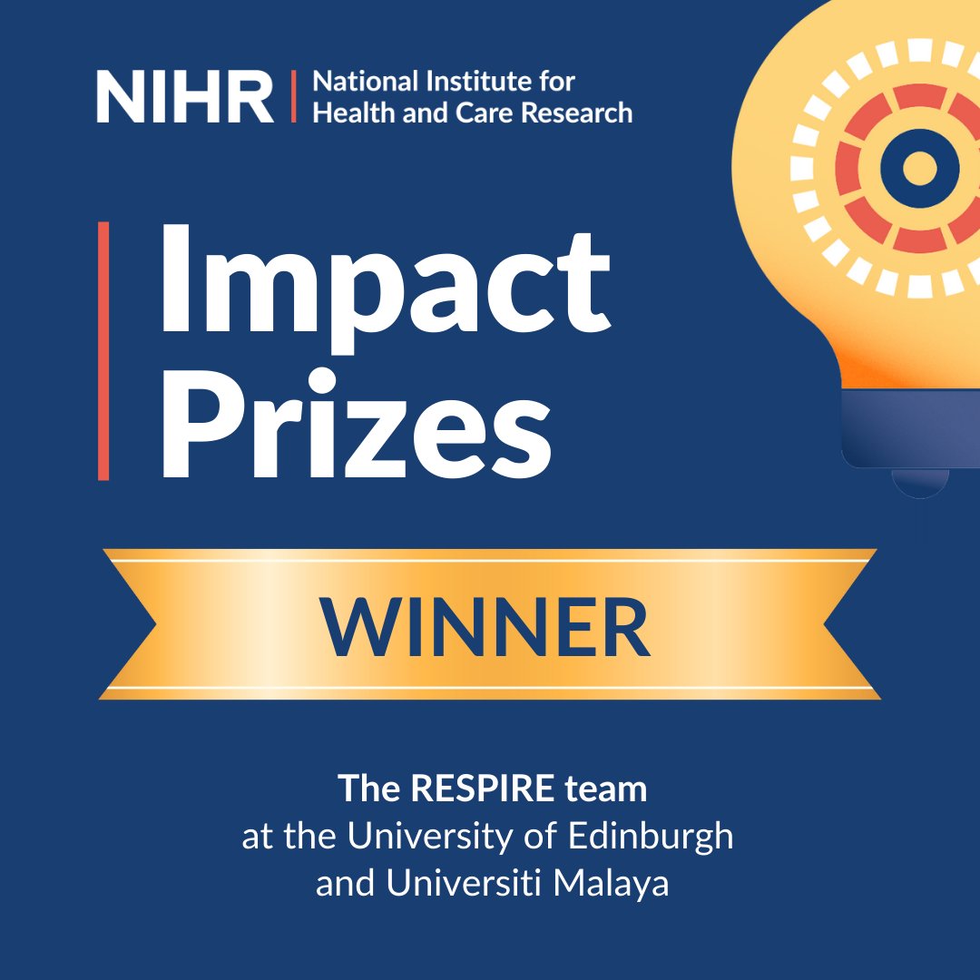 RESPIRE (@respireglobal) on Twitter photo Proud to share that we're a winner of the #NIHRImpactPrizes! Honoured to see our research recognised for its impact on health & society. Congratulations to all RESPIRE collaborators and other winners!
<a href="/NIHRresearch/">National Institute for Health and Care Research</a> <a href="/NIHRglobal/">NIHR Global Health</a> <a href="/EdinUniUsher/">Usher Institute</a> <a href="/unimalaya/">Universiti Malaya</a> <a href="/EdinUniMedicine/">Edinburgh Medical School</a> Proud to share that we're a winner of the #NIHRImpactPrizes! Honoured to see our research recognised for its impact on health & society. Congratulations to all RESPIRE collaborators and other winners!
<a href="/NIHRresearch/">National Institute for Health and Care Research</a> <a href="/NIHRglobal/">NIHR Global Health</a> <a href="/EdinUniUsher/">Usher Institute</a> <a href="/unimalaya/">Universiti Malaya</a> <a href="/EdinUniMedicine/">Edinburgh Medical School</a>