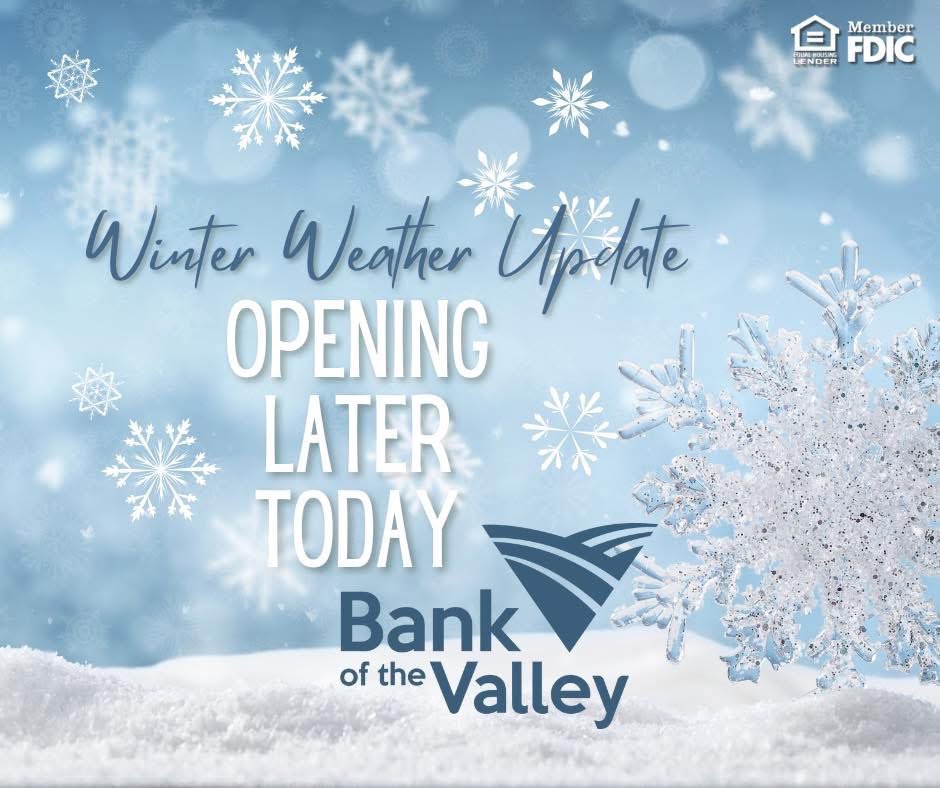 UPDATE: 3/21. Our Downtown David City Branch location will be opening at 10AM today(3/21). All other locations will operate at their regularly scheduled business hours. 
Our sincerest thanks to all our local utility crews for your hard work to get power restored quickly &amp; safely!