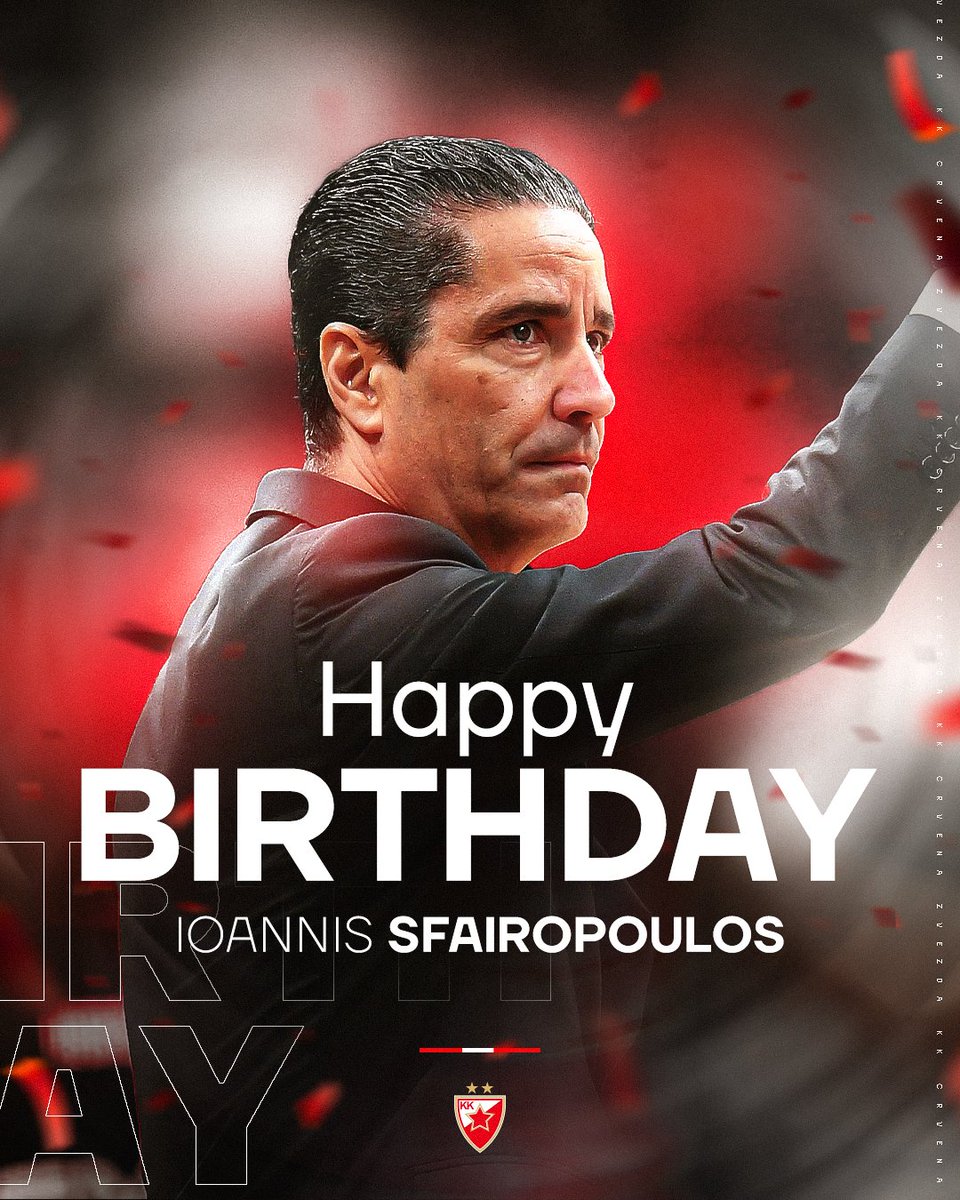 Тренер КК Црвена звезда Меридианбет, господин Јанис Сферопулос, данас прославља 58. рођендан. У редове црвено-белих је стигао почетком претходне сезоне, освојио је већ четири трофеја и наставља да се бори за нове победе и успехе Црвене звезде. Срећан рођендан тренеру!