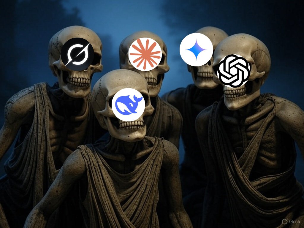 nrqa__'s tweet photo. RIP Grok☠️
RIP Gemini☠️
RIP ChatGPT☠️
RIP DeepSeek-R1☠️
RIP Claude 3.7 Sonnet☠️

I just found a secret trick to get all of them 10X cheaper.

Here’s how: https://t.co/Yg9Cx95GvM