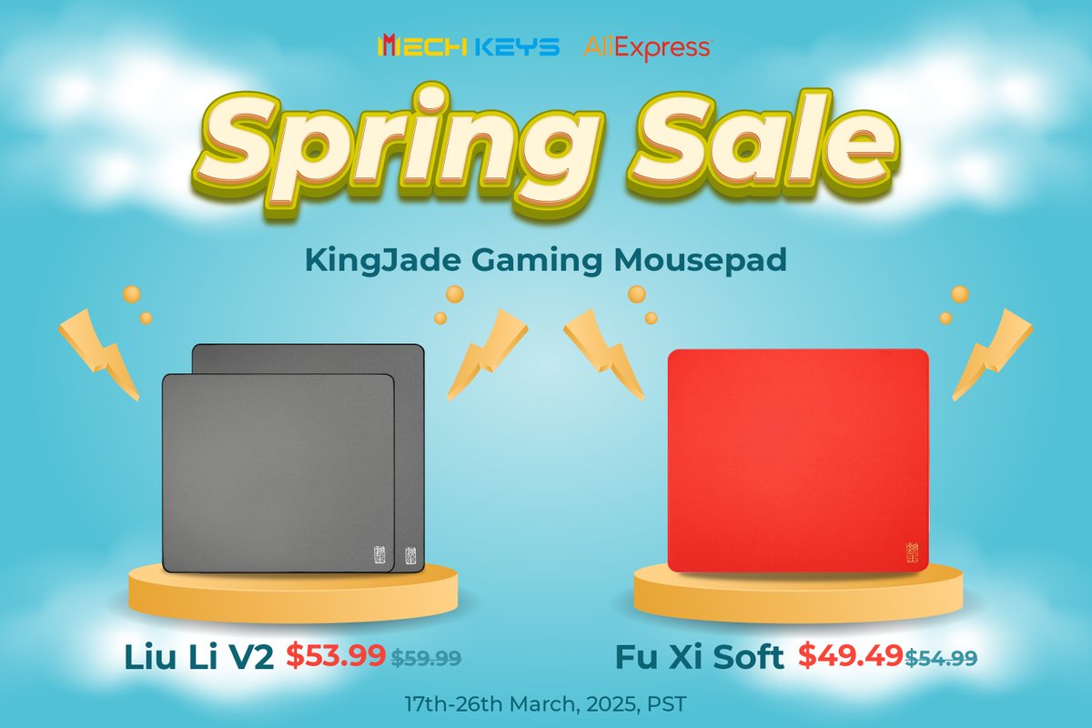 🌟 Game Hard, Work Smart – KingJade Delivers! 

✨ Enjoy our Spring Sale with special pricing for a limited time only! 

Don’t miss out—shop now and save! 💰➡

mechkeys.com/collections/ki…

#mechkeys #KingJade #Mousepad #SpringSale