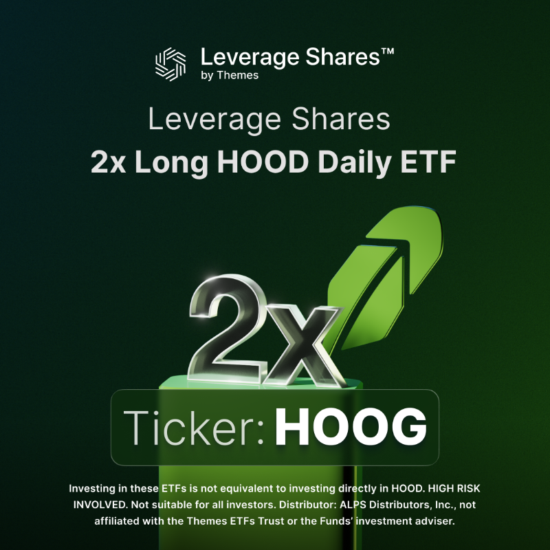LeverageETFs's tweet photo. Introducing HOOG, the 2x Long HOOD Daily ETF.

✔ NO margin account needed

✔ 0.75% Expense ratio

✔ Nasdaq-listed

Investment involves significant risk. Not a direct stock investment.

See prospectus for additional details at https://t.co/w4itsmoYk3