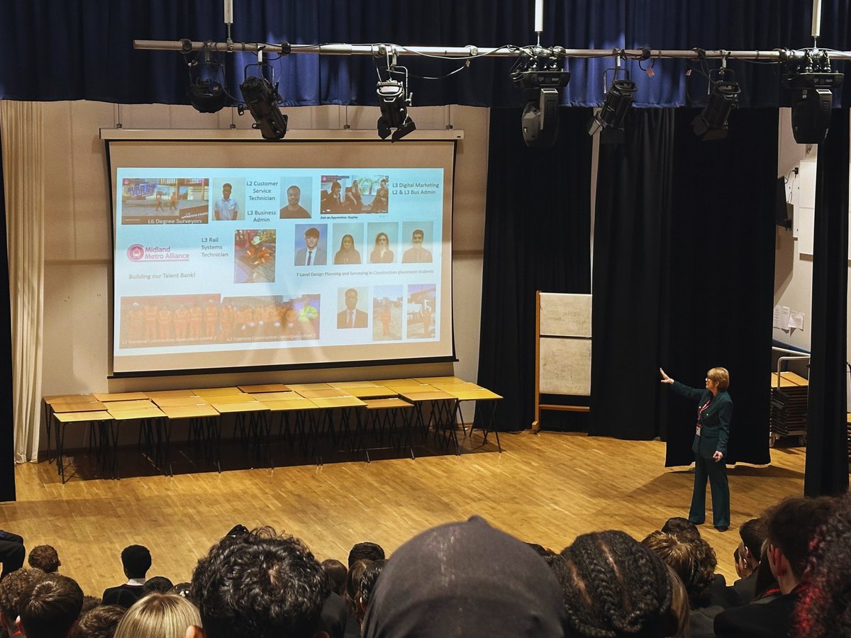 Ending National Apprenticeship Week on a high! 🎉The Midland Metro Alliance visited Year 11 to discuss exciting career opportunities. A perfect way to inspire the next generation of talent! 🚋✨ #NationalApprenticeshipWeek #MidlandMetroAlliance