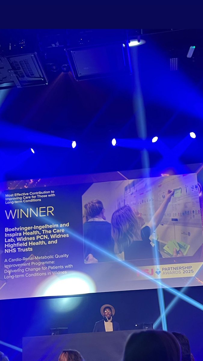 InspiraHealth1's tweet photo. Delighted to be part of a winning team at the HSJ Partnership Awards being recognised for improving long-term conditions. An amazing evening celebrating everything that can be achieved through true partnership.  @HSJ_Awards

#hsjpartnershipawards #nhs #widnespcn #boehringer https://t.co/zpHfPB7Z8G