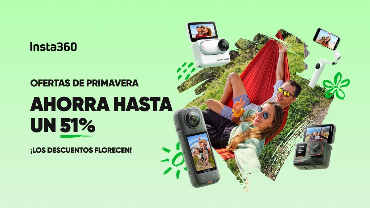 🌸🌿 ¡Ofertas de Primavera con Insta360! 🌿🌸

Del 20 al 31 de marzo, aprovecha descuentos especiales en nuestras cámaras más top:

📸 Insta360 X4 –  Ace Pro 2 Dual Battery – Doble batería- GO3 S (64GB &amp; 124GB) 

Renueva tu equipo y dale color a tus recuerdos esta primavera
