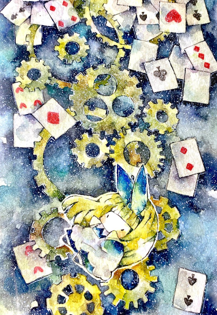 アリス 「#一次創作祭り春の陣2025水彩で小さな子たちを描いています 」|晴/作業中のイラスト