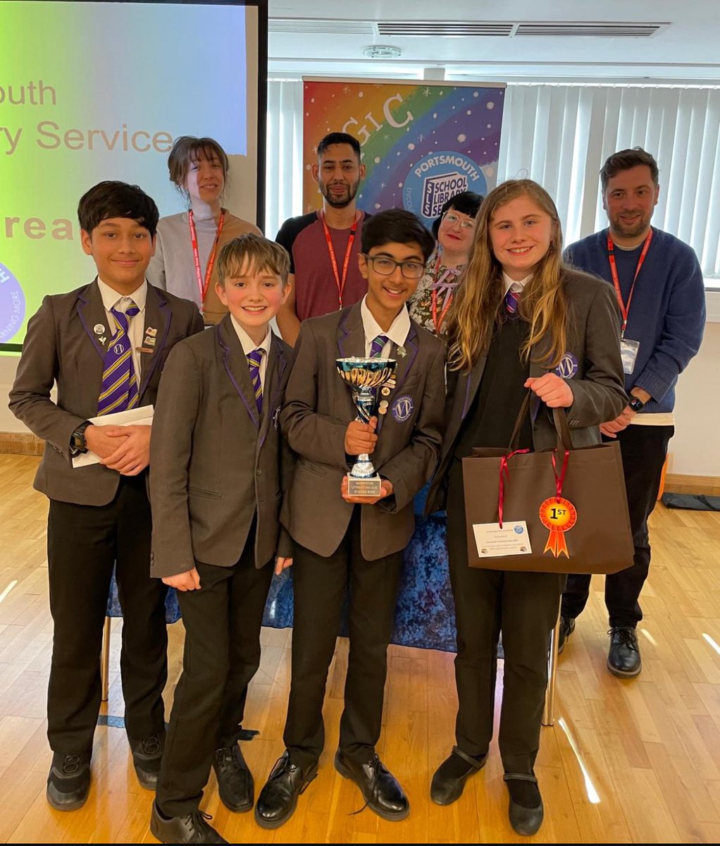 Portsmouth School Library Service (@portsmouthsls) on Twitter photo Congratulations to <a href="/WorthingHigh/">Worthing High School</a> for coming in 1st place at our Chichester Literature Quiz 2025 and taking home the trophy 🏆 Thanks to authors <a href="/sylviabishop/">Sylvia Bishop</a> <a href="/NateLessore/">Nathanael Lessore</a> <a href="/cakesthebrain/">Tom Mitchell</a> and Melinda Salisbury for attempting to beat them! #LoveReading Congratulations to <a href="/WorthingHigh/">Worthing High School</a> for coming in 1st place at our Chichester Literature Quiz 2025 and taking home the trophy 🏆 Thanks to authors <a href="/sylviabishop/">Sylvia Bishop</a> <a href="/NateLessore/">Nathanael Lessore</a> <a href="/cakesthebrain/">Tom Mitchell</a> and Melinda Salisbury for attempting to beat them! #LoveReading