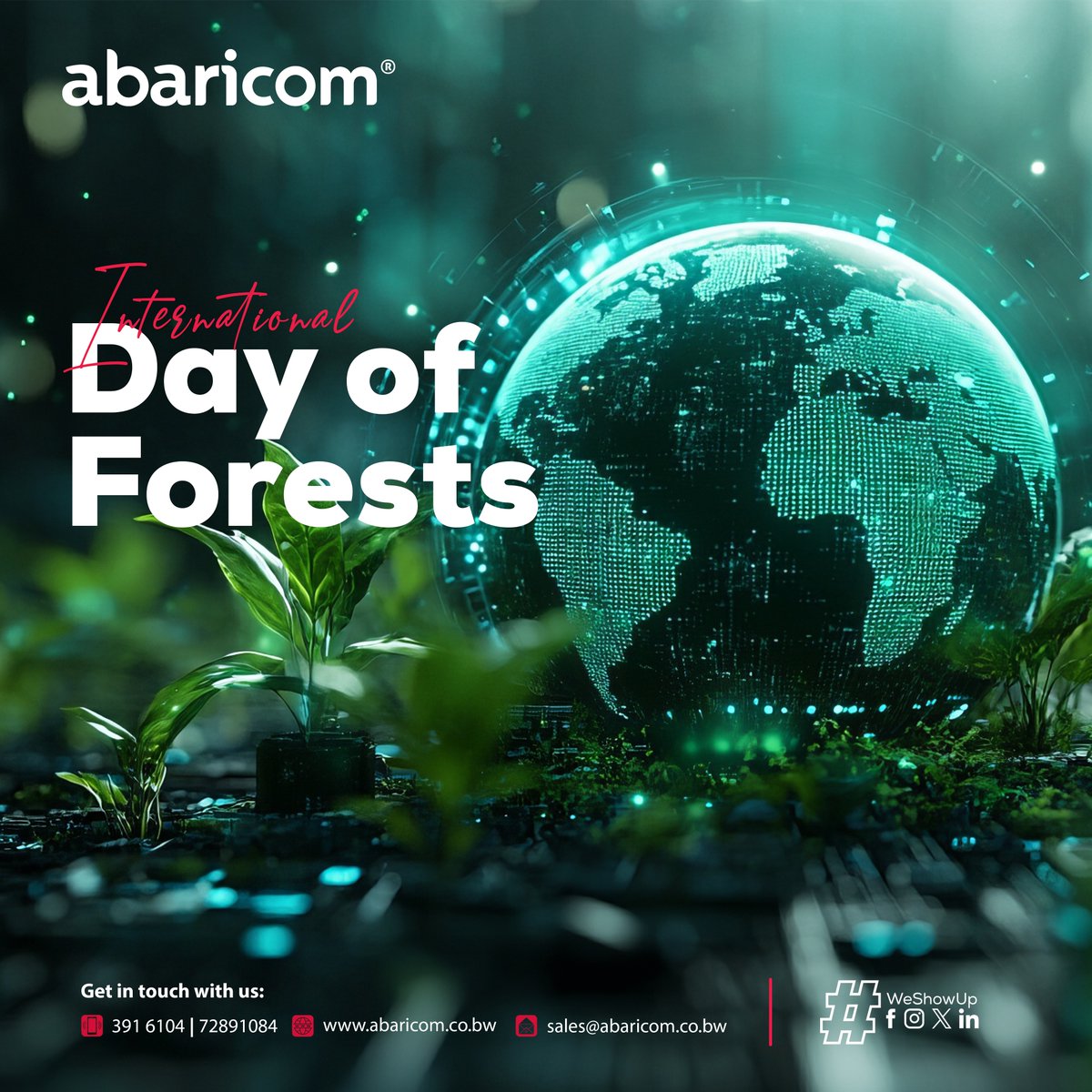 Today, on International Day of Forests, we celebrate the vital role forests play in our environment, economy, and communities. At Abaricom, we recognize the power of green technology and sustainable connectivity in protecting our natural resources.

#sustainability
#WeShowUp