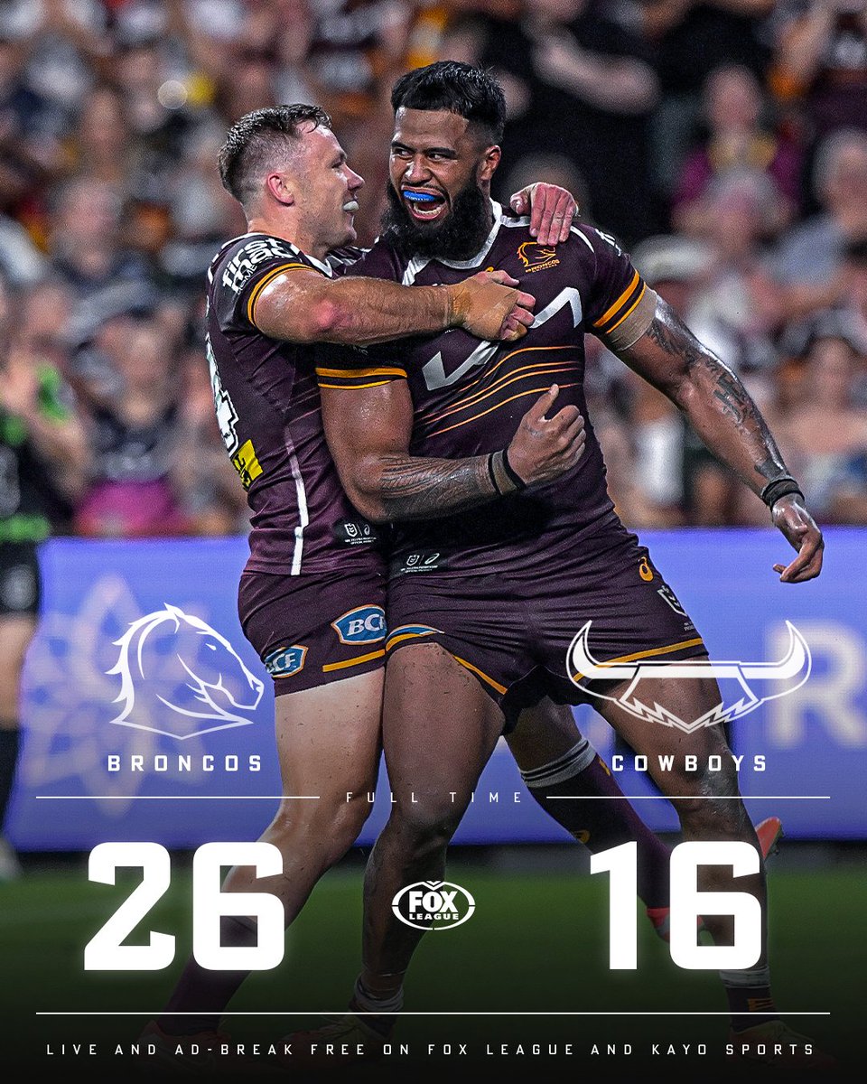 FOXNRL's tweet image. The Broncos win a brutal QLD derby 🔥

MATCH WRAP 👉 bit.ly/4bJmoY3