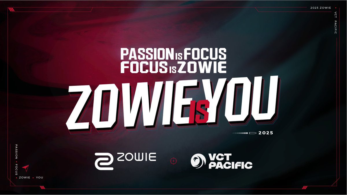 ZOWIE's PASSION for Esports is unmatched!🔥🔥🔥
This passion that fuels our unwavering support for VALORANT Champion Tour Pacific.
Because of this passion, we FOCUS on providing players with the ultimate motion clarity experience and empowering every individual in Esports.
Just