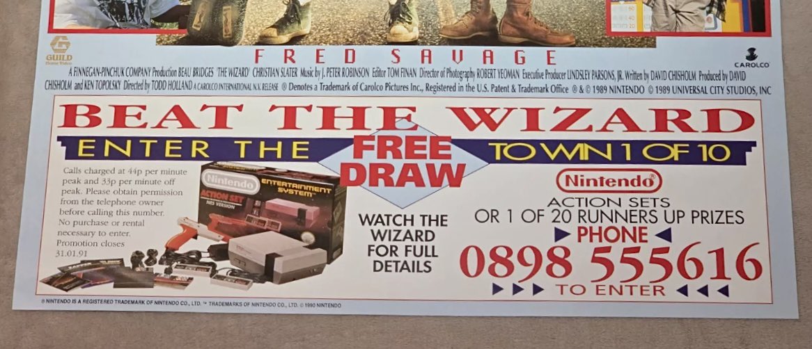 Bryan (@bryan5c0tt) on Twitter photo How cool is this UK poster from the movie The Wizard! The poster also features a free drawing for a chance to win the “Nintendo Action Set”. 
#TheWizard #FredSavage #SMB3 #powerglove #NES #Nintendo #JennyLewis #80s #LukeEdwards #SuperMarioBros3 #videogames #TheWizardMovie #80skid How cool is this UK poster from the movie The Wizard! The poster also features a free drawing for a chance to win the “Nintendo Action Set”. 
#TheWizard #FredSavage #SMB3 #powerglove #NES #Nintendo #JennyLewis #80s #LukeEdwards #SuperMarioBros3 #videogames #TheWizardMovie #80skid
