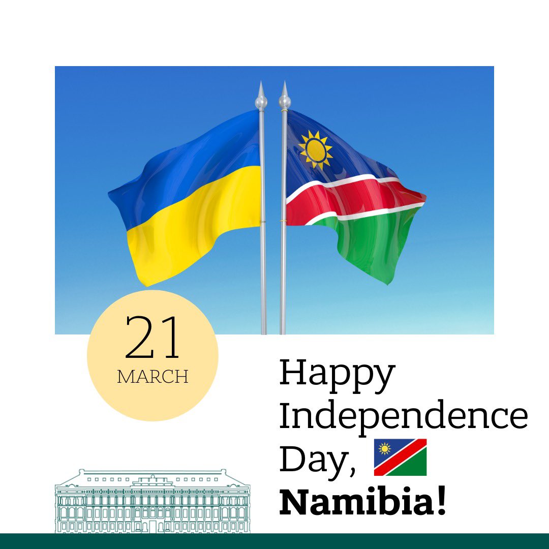 Happy Independence Day, #Namibia! Today marks a historic milestone - 35 years of independence in the nation’s journey toward freedom and progress. Wishing the people peace, prosperity, and continued success. 
🇺🇦🤝🇳🇦