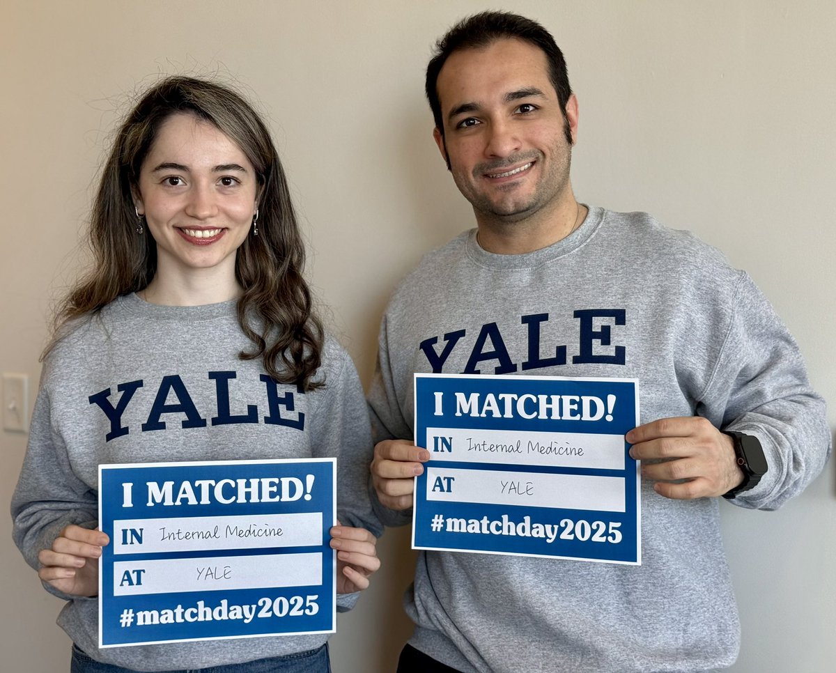 Ashkan Abdollahi, M.D. (@aknabdmd) on Twitter photo WE MATCHED 🏆 at our dream program! We are sincerely grateful to <a href="/MarkDSiegel1/">Mark D. Siegel</a> and the whole <a href="/YaleIMed/">Yale Internal Medicine</a> team for believing in us. Cannot wait to meet the <a href="/TradIMYale/">Yale IM Traditional Residency Program</a> family!
#Match2025 WE MATCHED 🏆 at our dream program! We are sincerely grateful to <a href="/MarkDSiegel1/">Mark D. Siegel</a> and the whole <a href="/YaleIMed/">Yale Internal Medicine</a> team for believing in us. Cannot wait to meet the <a href="/TradIMYale/">Yale IM Traditional Residency Program</a> family!
#Match2025