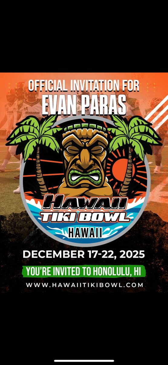 Appreciate the invite <a href="/HawaiiTikiBowl/">Hawaii Tiki Bowl</a> 
<a href="/kodoherty22/">Kienan O'Doherty</a> <a href="/westcoastpreps_/">West Coast Preps</a> <a href="/DBCoachWalk/">Coach Walk 🐏🏈</a> <a href="/srjcfootball/">SANTA ROSA JC FOOTBALL</a>