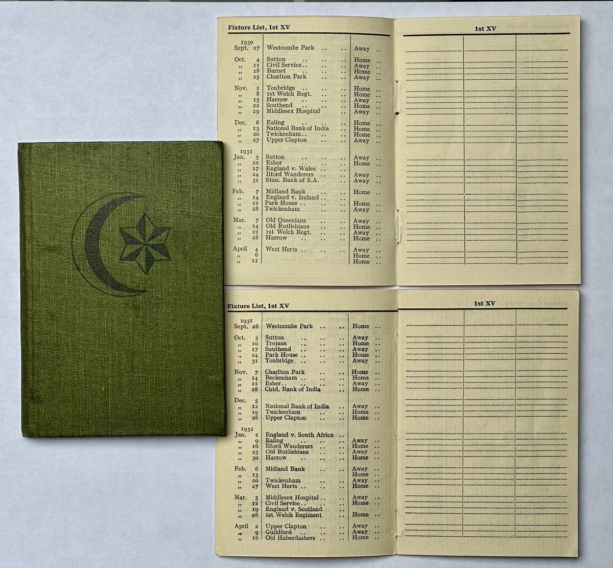 Absolutely delighted with this recent eBay find; early 1930s Saracens membership card with fixture lists for 1930-31 and 1931-32

We were running 8 teams at that time.