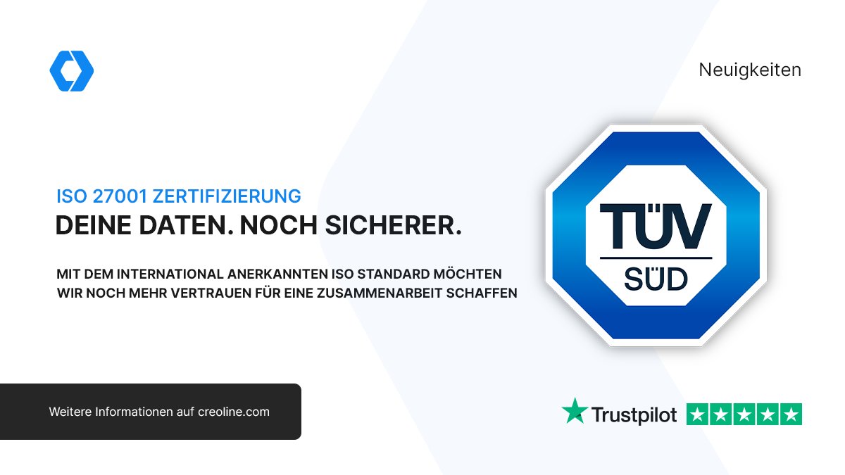 🎉 Meilenstein erreicht: ISO 27001 Zertifizierung!

Unser Zertifikat findest du zum Anzeigen oder Herunterladen hier: 
creol.ink/el89v