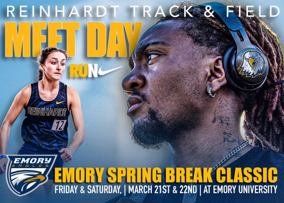 Jackson Hobbs (@jackson_hobbs15) on Twitter photo 🚨 Meet Day🚨
Come check out the <a href="/ReinhardtXC_TF/">Reinhardt XC/T&F</a> this weekend (Friday and Saturday) at the <a href="/EmoryXCTF/">Emory Cross Country/Track and Field</a> Spring Break Classic <a href="/EmoryUniversity/">Emory University</a>. 🚨 Meet Day🚨
Come check out the <a href="/ReinhardtXC_TF/">Reinhardt XC/T&F</a> this weekend (Friday and Saturday) at the <a href="/EmoryXCTF/">Emory Cross Country/Track and Field</a> Spring Break Classic <a href="/EmoryUniversity/">Emory University</a>.