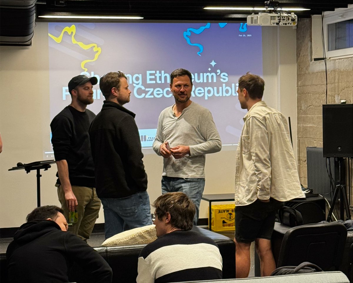 EthereumCzech's tweet photo. Things were on fire yesterday at Road to @ETHPrague #3! 🔥

Kudos to our amazing speakers, @Asbet0s talking about UX/UI in the #Ethereum ecosystem, and @sichevan about smart contract security!

Huge thanks to @EF_ESP for sponsoring!

👋 See you next time! https://t.co/RZzxIghxgW