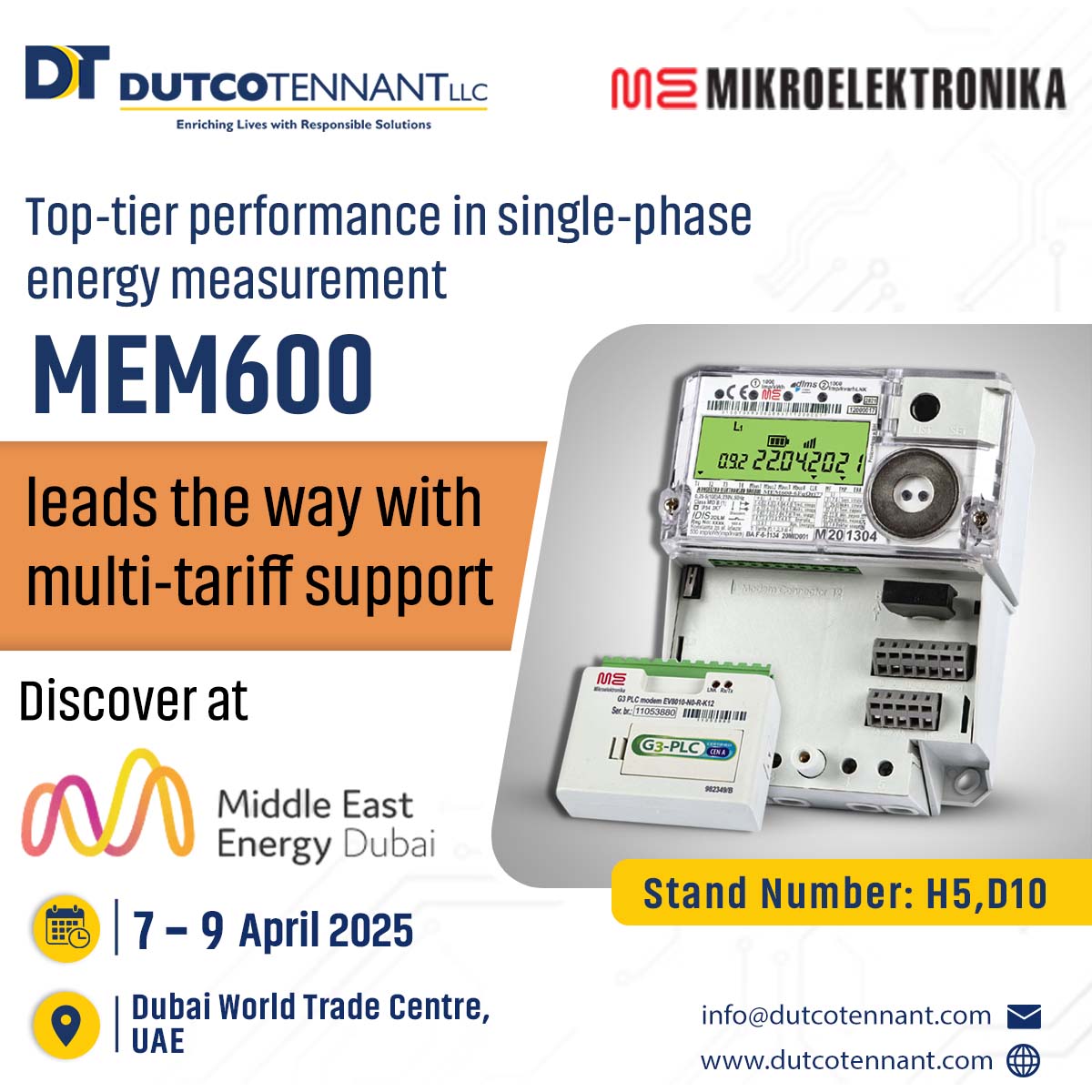 Dutcotennant's tweet image. Discover the MEM600 single-phase #electricitymeter from #Mikroelektronika at #MEE2025. 

Read more about MEM600 at dutcotennant.com/blog/key-featu….

Book a meeting with us at dutcotennant.com/mee/mee-exhibi….

#EnergyExhibition #SmartMetering #MeteringSolutions #DigitalMetering #DutcoTennantLLC