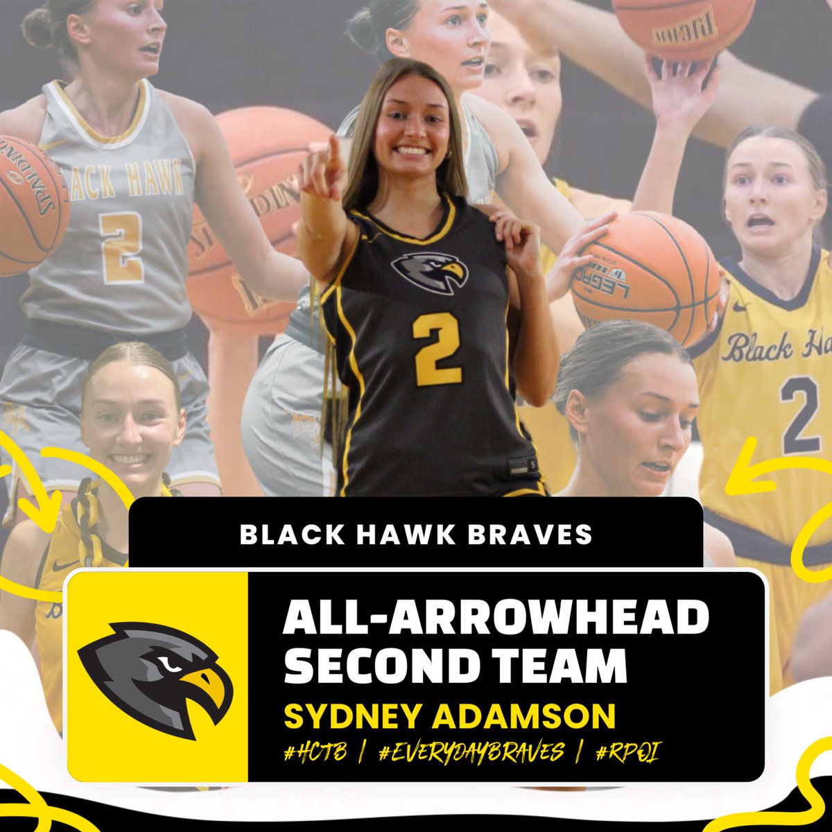 Black Hawk College WBBall (@bhcwbb) on Twitter photo Congrats to our Arrowhead All-Conference selections! ๐๐๐
First Team:
<a href="/Andrea_Lopreato/">Andrea</a>
<a href="/MeghanneFreehi1/">Meghanne Freehill</a>
Second Team:
<a href="/sydney_adamson2/">Sydney Adamson</a>
#HCTB | #EveryDayBraves | #RPOI Congrats to our Arrowhead All-Conference selections! ๐๐๐
First Team:
<a href="/Andrea_Lopreato/">Andrea</a>
<a href="/MeghanneFreehi1/">Meghanne Freehill</a>
Second Team:
<a href="/sydney_adamson2/">Sydney Adamson</a>
#HCTB | #EveryDayBraves | #RPOI