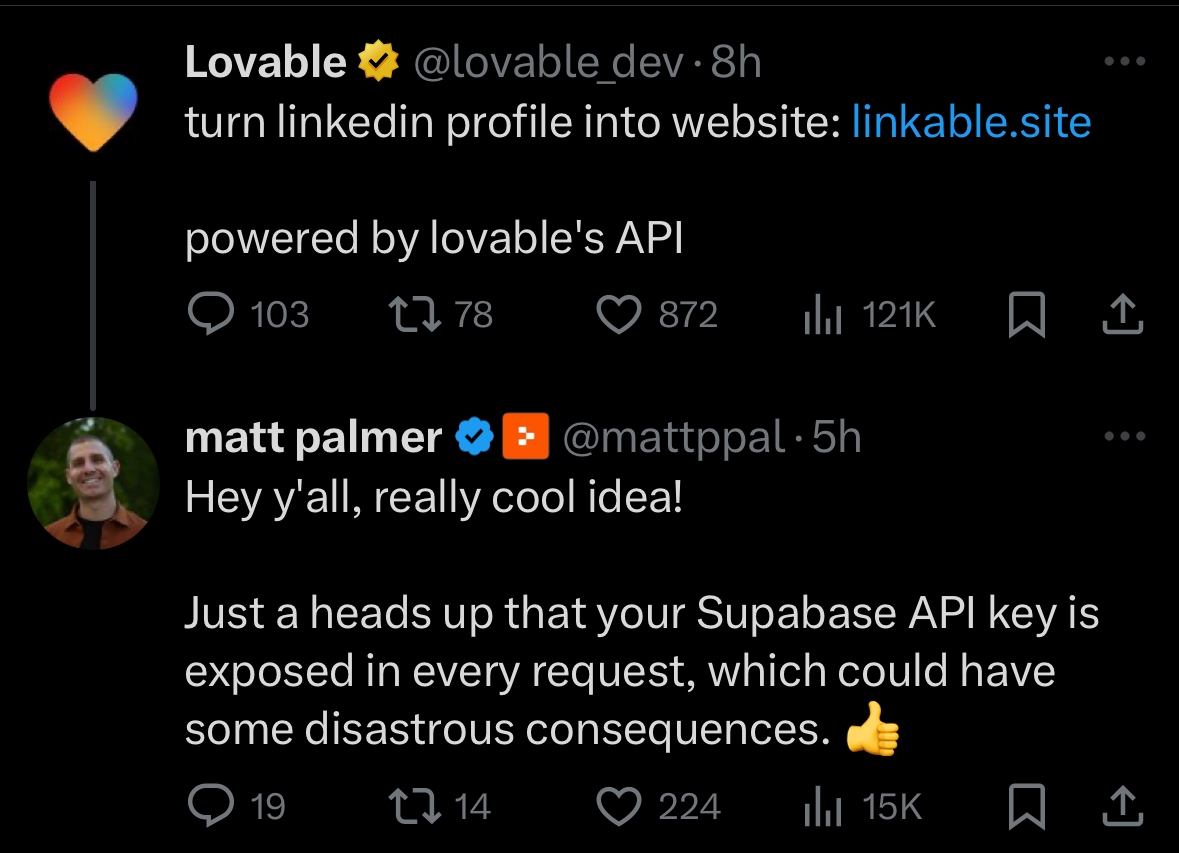 vibe coding is fun until you start leaking the database credentials in the client