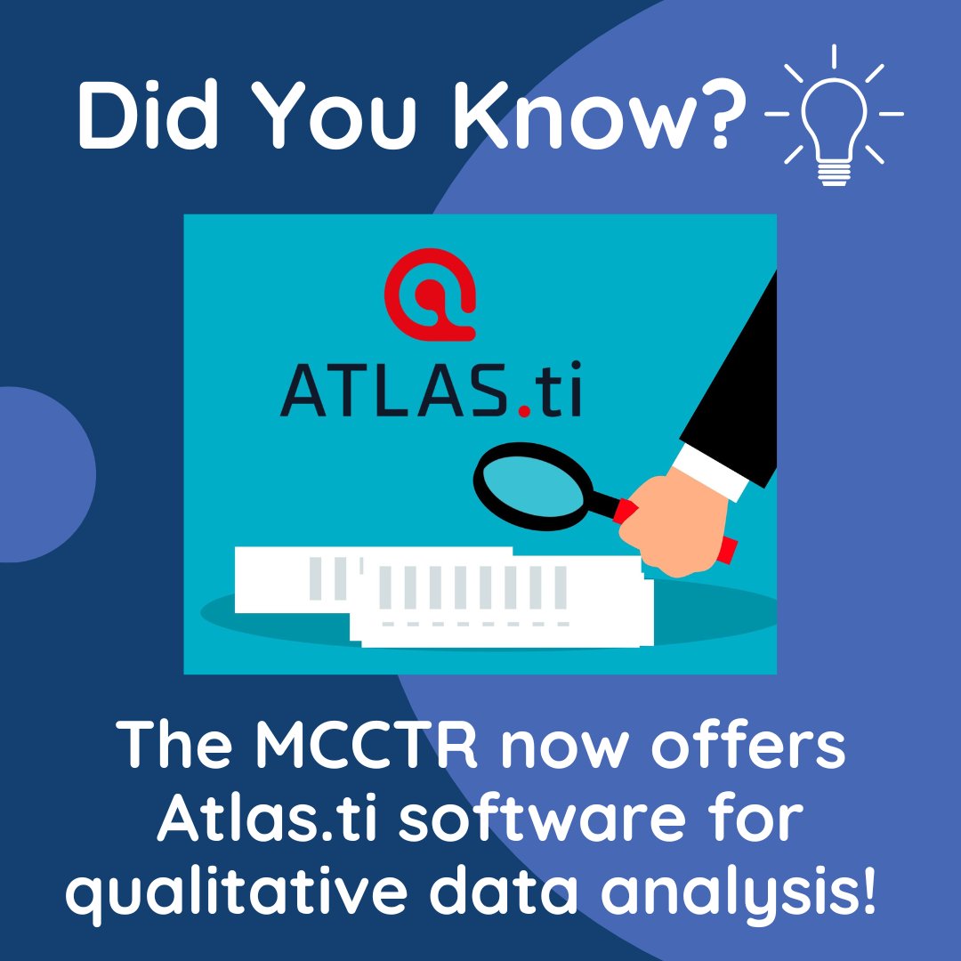 MS Center for Clinical and Translational Research (@ummc_mcctr) on Twitter photo Did You Know? The MCCTR offers access to ATLAS.ti software for physician-scientists and researchers seeking to organize, code, and analyze data into intuitive workflows. For more information on how to access Atlas.ti software, contact Alfred Kuhnert (akuhnert@umc.edu)! Did You Know? The MCCTR offers access to ATLAS.ti software for physician-scientists and researchers seeking to organize, code, and analyze data into intuitive workflows. For more information on how to access Atlas.ti software, contact Alfred Kuhnert (akuhnert@umc.edu)!