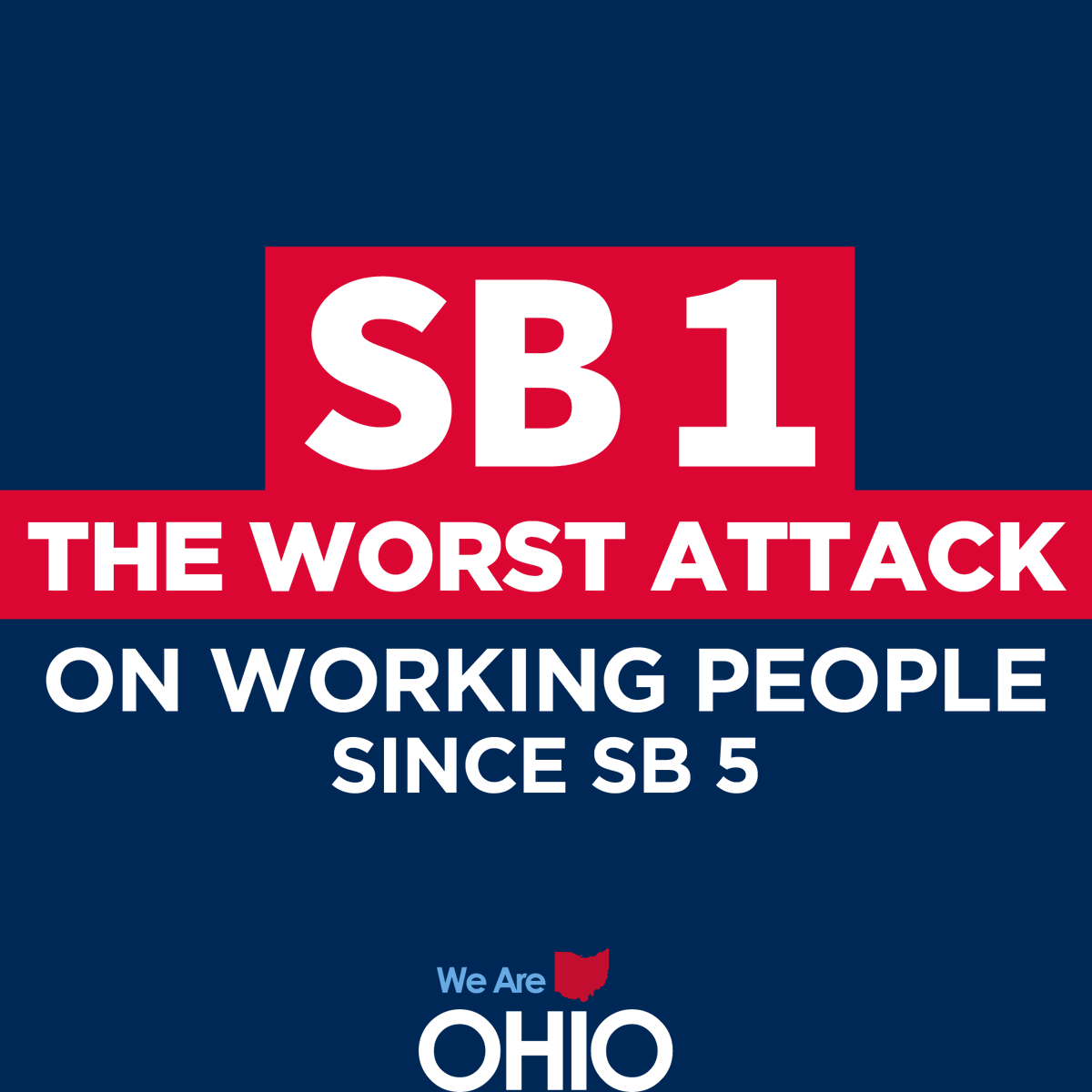 We_Are_Ohio's tweet photo. SB1 is the worst attack on workers since SB5. It guts collective bargaining and silences Ohio’s educators. This fight isn’t over. #stopsb1 https://t.co/IBf6jr0ULe