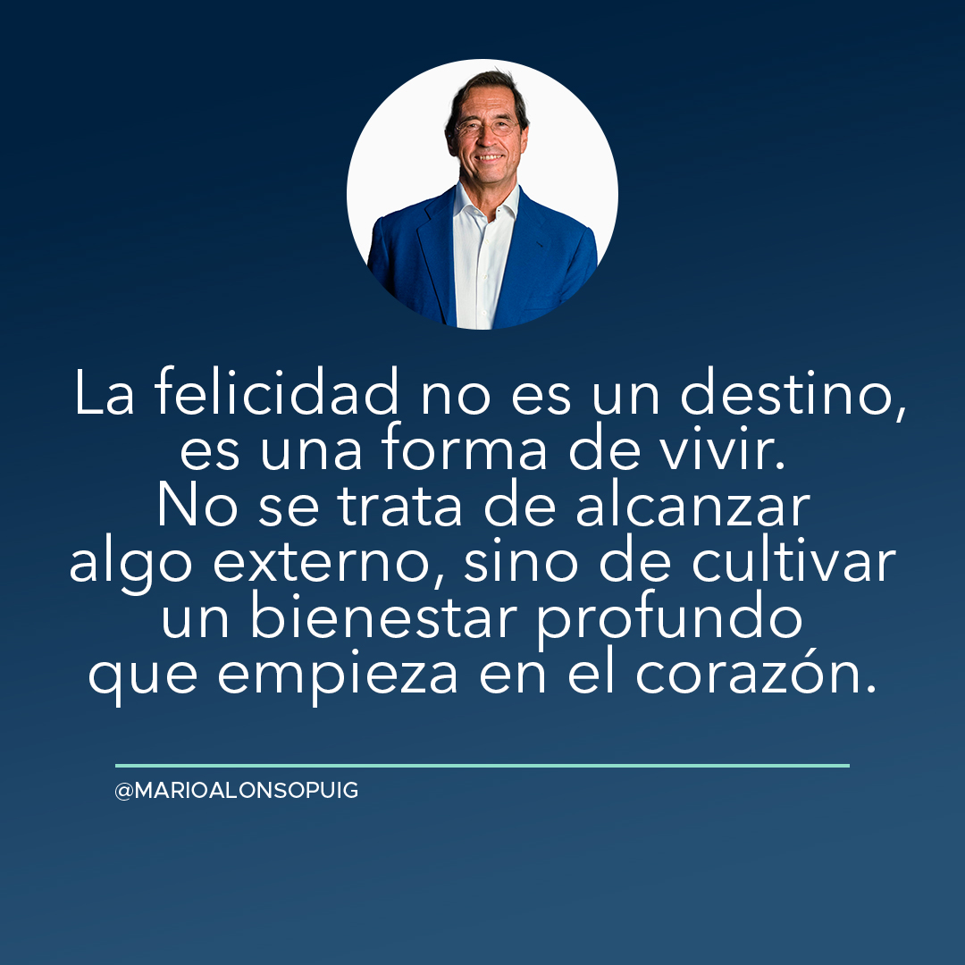 MarioAlonsoPuig's tweet image. La felicidad no viene de fuera, sino de dentro. No es algo que se alcanza, sino una forma de vivir basada en la gratitud, el amor y el propósito. Cuando conectas contigo mismo, descubres que la verdadera felicidad siempre ha estado en ti.