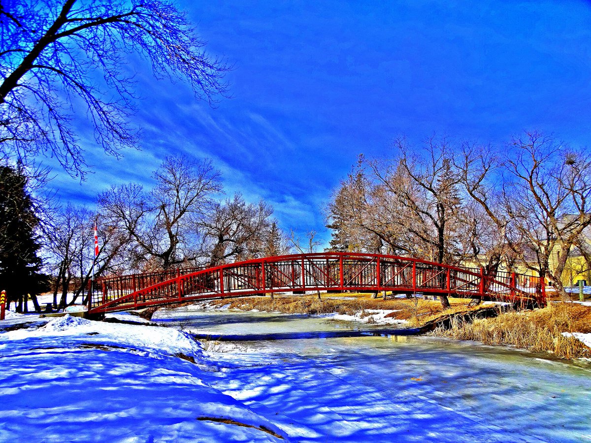 Fearless13Z's tweet photo. "In the Spring Equinox" - over the Seine River in Ste. Anne, Manitoba #Spring2025 #springequinox #SeineRiver #SteAnne #manitoba #bridge #church #landscapephotography https://t.co/weH9AJpjSv