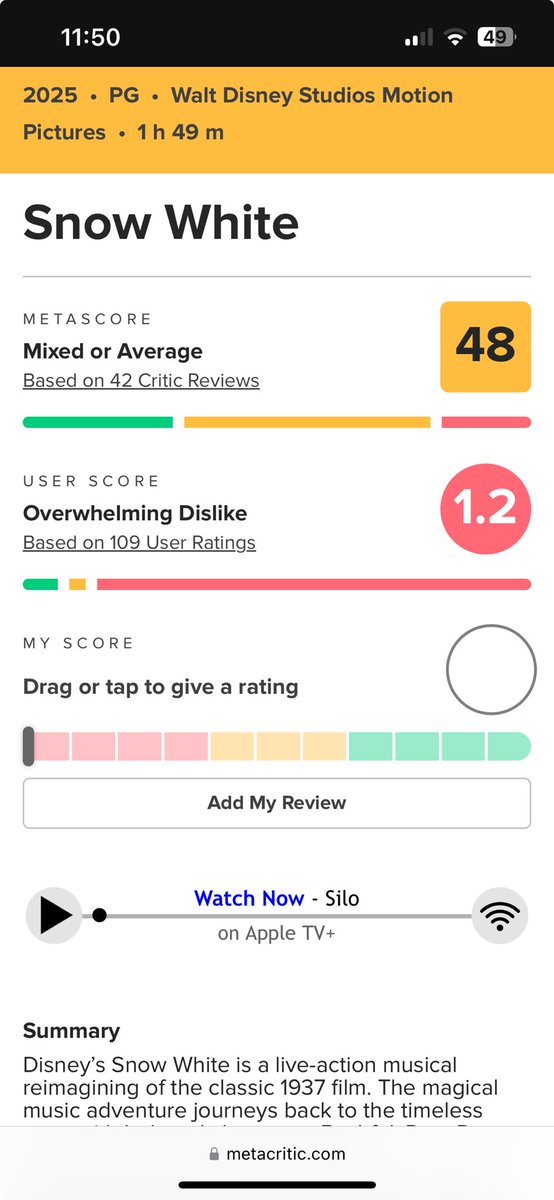 Forget critics - “overwhelming dislike” of Snow White from moviegoers 😬