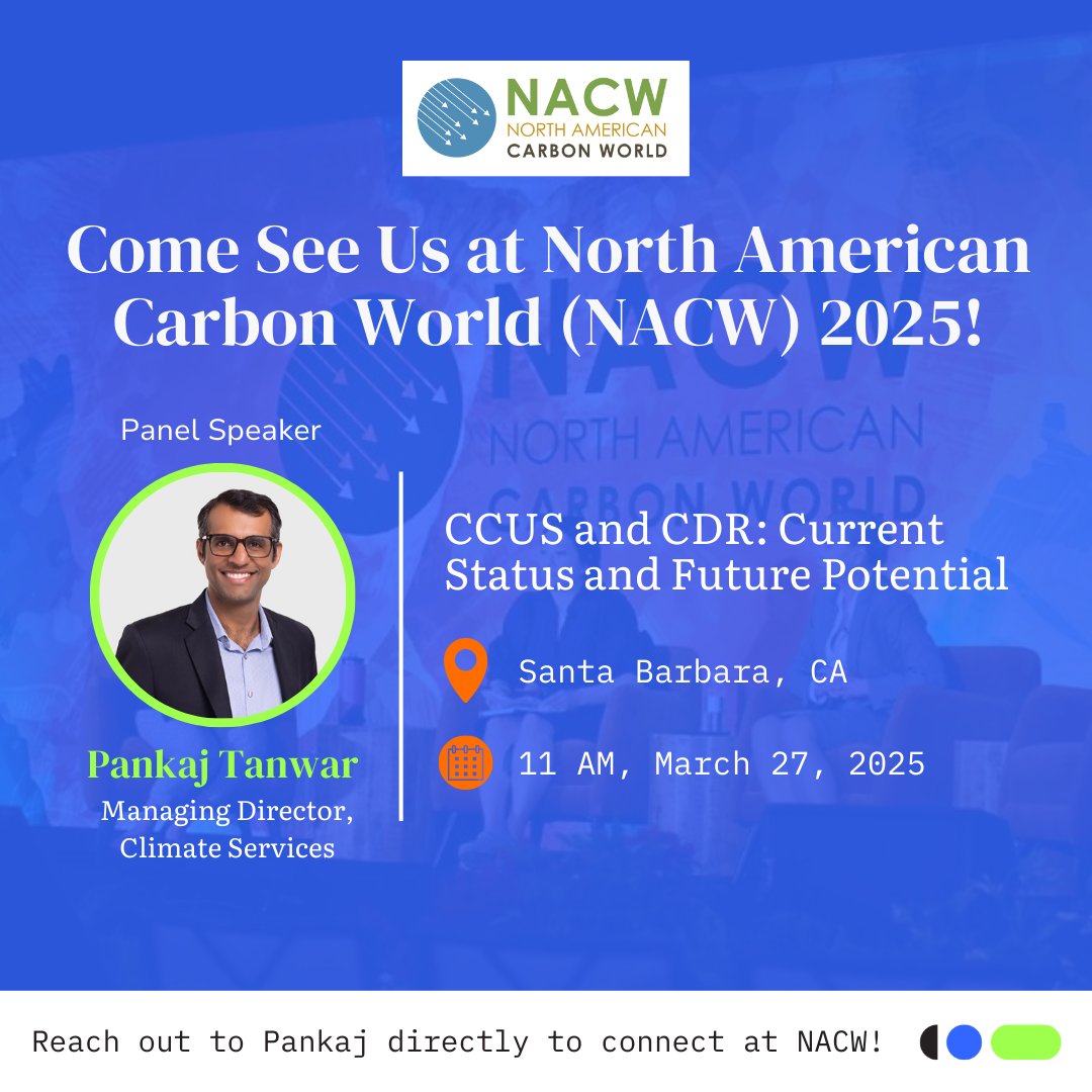 Pankaj Tanwar, our Managing Director of Climate Services, will join a panel at NACW 2025 next week (presented by Climate Action Reserve)!  "CCUS and CDR: Current Status and Future Potential" on March 27, at 11:00 am. Reach out to Pankaj on LI to connect. links.carbonbetter.com