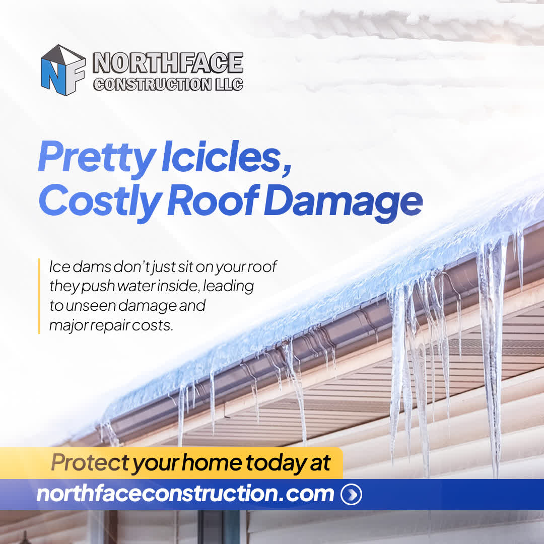 NF_Construction's tweet image. ❄️ Pretty icicles can mean BIG trouble! 🏠💧 
Ice dams push water inside, causing hidden damage &amp;amp; costly repairs. Don't wait—protect your home now!
🔗 Get expert help: northfaceconstruction.com/?utm_campaign=…

#icedams #roofmaintenance #exteriorcare #winterssolutions #homesafety