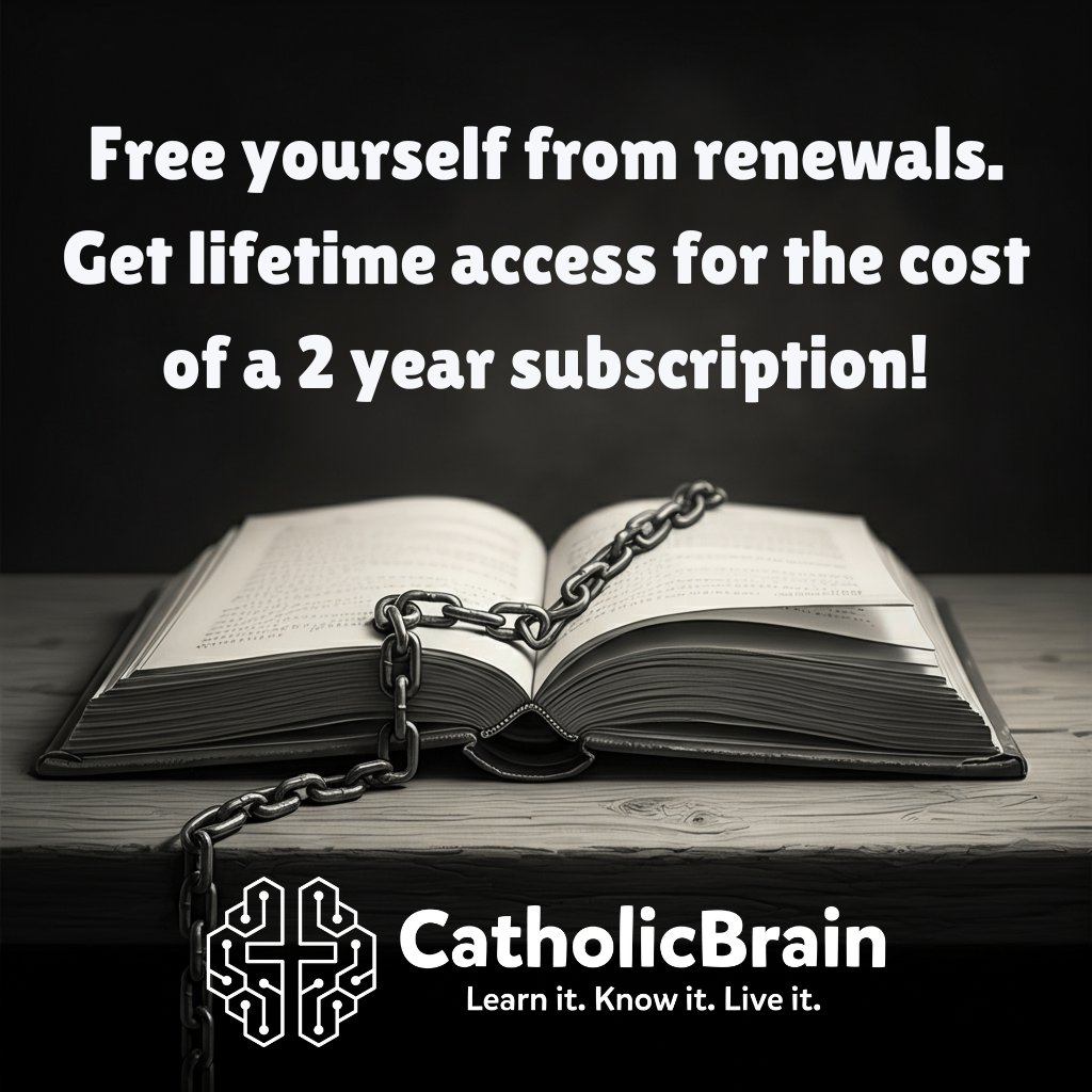 For a limited time, CatholicBrain is offering a lifetime subscription to their entire online library of resources. This will give your family unlimited access to a growing list of resources while freeing you from a recurring payment. Learn more here: bit.ly/4hu5m1g